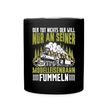Modelleisenbahn Eisenbahn Geschenkidee - Tasse einfarbig - Schwarz - Vorne
