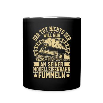 Der tut nichts Modelleisenbahn Geschenk - Tasse einfarbig - Schwarz - Vorne