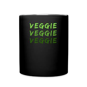 Veggie Dreifach - Grün Leben - Tasse einfarbig - Schwarz - Vorne