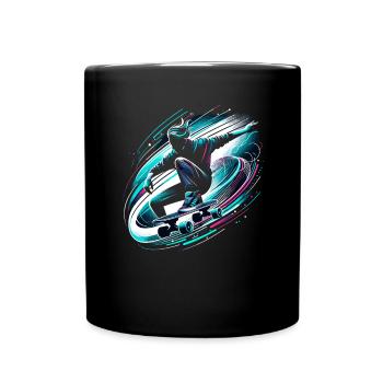 Longboarder auf Skateboard oder Longboard - Tasse einfarbig - Schwarz - Vorne