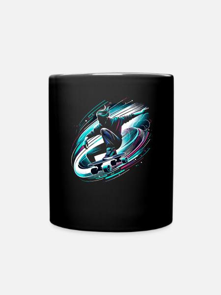 Longboarder auf Skateboard oder Longboard - Tasse einfarbig - Schwarz