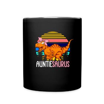 Tanteaurus T Rex Dinosaur Aunt Saurus Family - Full Colour Mug - black - Front