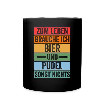Hund Bier Pudel - Tasse einfarbig - Schwarz - Vorne