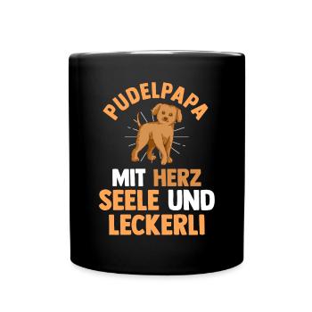 Hund Hundepapa Vater Pudelpapa Pudel - Tasse einfarbig - Schwarz - Vorne