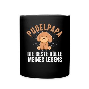 Hund Hundepapa Vater Pudelpapa Pudel - Tasse einfarbig - Schwarz - Vorne
