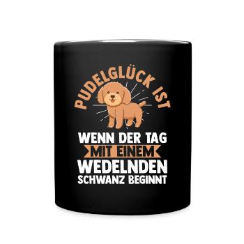Hund Pudel - Tasse einfarbig - Schwarz - Vorne
