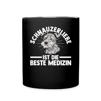 Hund Schnauzer Riesenschnauzer - Tasse einfarbig - Schwarz - Vorne