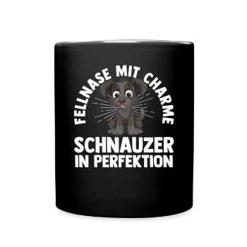 Hund Schnauzer Riesenschnauzer - Tasse einfarbig - Schwarz - Vorne