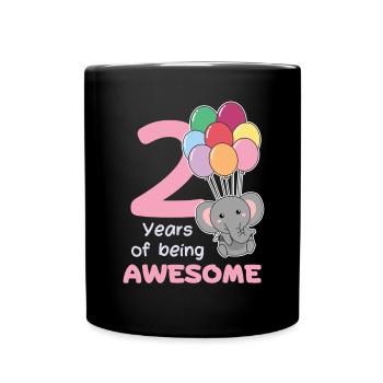 Elefant zum 2. Geburtstag Kinder zwei Jahre alt - Tasse einfarbig - Schwarz - Vorne