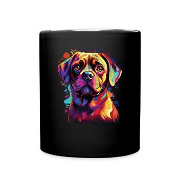 Aquarelle colorée Puggle - Mug uni - noir - Devant