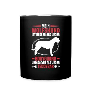 Irischer Wolfshund ist besser Windhund - Tasse einfarbig - Schwarz - Vorne
