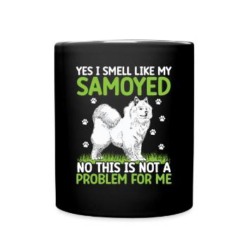 Ich rieche nach Samojede Schlittenhund - Tasse einfarbig - Schwarz - Vorne