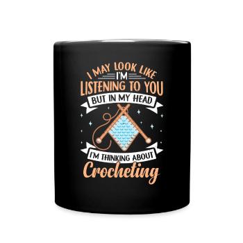 Lustiges Häkeln Design - Tasse einfarbig - Schwarz - Vorne