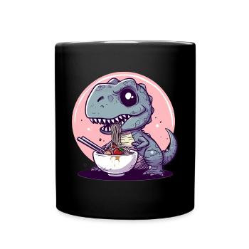 Goth Pastel Mignon Effrayant Kawaii T-Rex Manger Ramen - Mug uni - noir - Devant