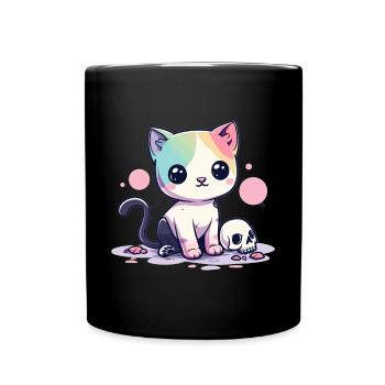 Goth Pastel Cute Creepy Kawaii Cat Kitten - Tasse einfarbig - Schwarz - Vorne