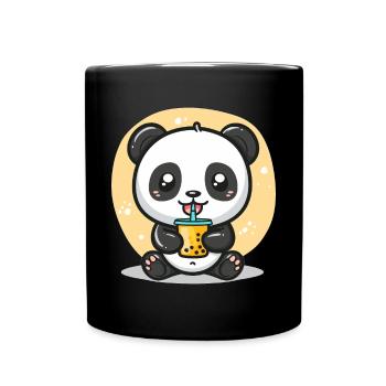 Kawaii Panda Boire Bubble Tea Boba Anime Mignon - Mug uni - noir - Devant