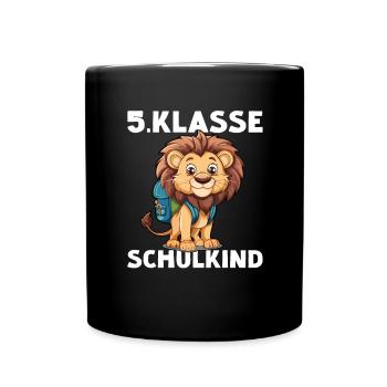 5 Klasse Löwe Schulkind Fünftklässler Löwen - Tasse einfarbig - Schwarz - Vorne