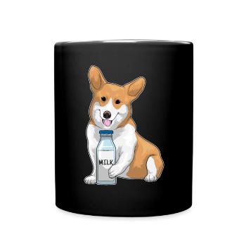 Corgi Milch - Tasse einfarbig - Schwarz - Vorne