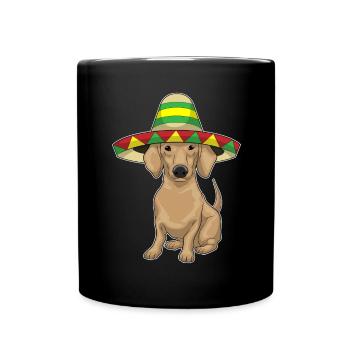 Dachshund Sombrero - Full Colour Mug - black - Front