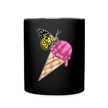 Schmetterling Waffeleis - Tasse einfarbig - Schwarz - Vorne