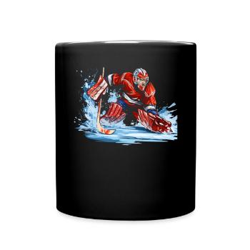 Ice Hockey Goalie Goaltender Keeper Goalkeeper - Full Colour Mug - black - Front