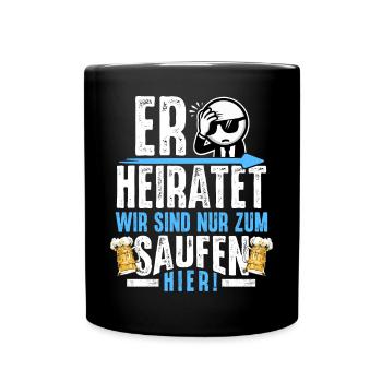 JGA Männer T-Shirt Junggesellenabschied - Tasse einfarbig - Schwarz - Vorne