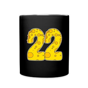 22 Jahre Lustig Käse - Tasse einfarbig - Schwarz - Vorne