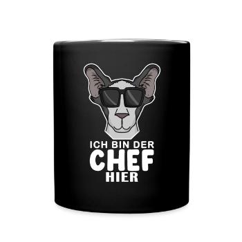 Chef Spruch Anführer Hund - Tasse einfarbig - Schwarz - Vorne