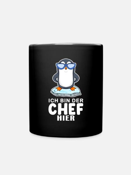 Chef Spruch Anführer Pinguin Motiv - Tasse einfarbig - Schwarz