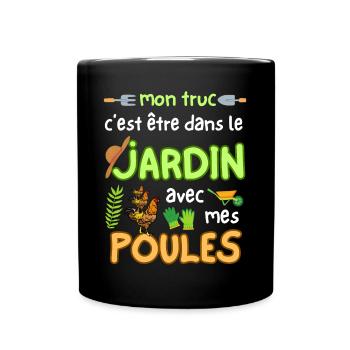 Humour Jardinier Retraite Mon jardin et mes Poules - Mug uni - noir - Devant
