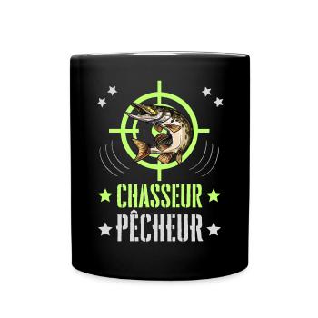 Chasseur Pêcheur Cible Brochet - Mug uni - noir - Devant