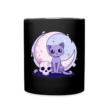 Goth Pastel Cute Creepy Kawaii Cat Kitten - Tasse einfarbig - Schwarz - Vorne
