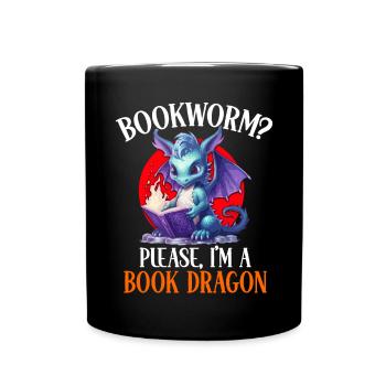 Dragons and Books Dragon Lover Bookish - Full Colour Mug - black - Front