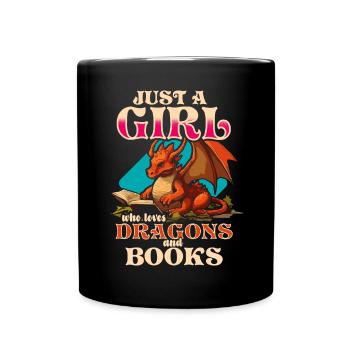 Drachen Und Bücher Dragon Liebhaber Bücherwurm - Tasse einfarbig - Schwarz - Vorne