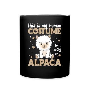 c’est mon costume humain, je suis vraiment un alpaga - Mug uni - noir - Devant