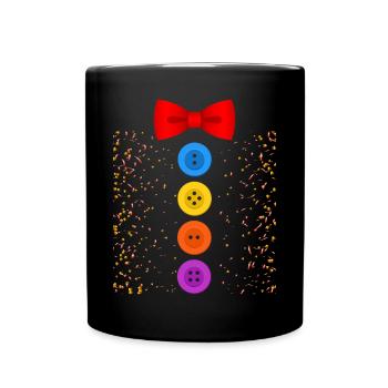 Ein lustiges Karneval Kostüm mit Knöpfen Karneval - Tasse einfarbig - Schwarz - Vorne