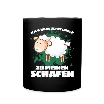 I'D RATHER GO TO MY SHEEP NOW - Full Colour Mug - black - Front