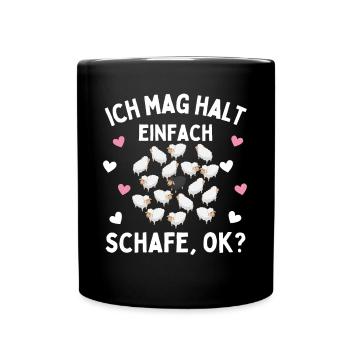 I JUST LIKE SHEEP! Sheep Shepherd Sheep - Full Colour Mug - black - Front