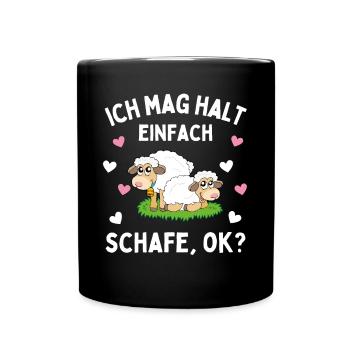 I JUST LIKE SHEEP! Sheep Shepherd Sheep - Full Colour Mug - black - Front