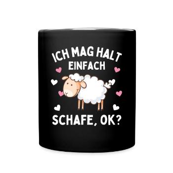 I JUST LIKE SHEEP! Sheep Shepherd Sheep - Full Colour Mug - black - Front