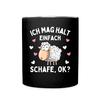 I JUST LIKE SHEEP! Sheep Shepherd Sheep - Full Colour Mug - black - Front