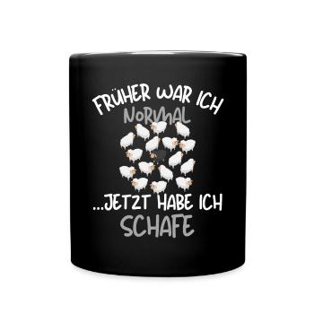 Ich habe Schafe! Lustige Schäferei Schafhirte - Tasse einfarbig - Schwarz - Vorne