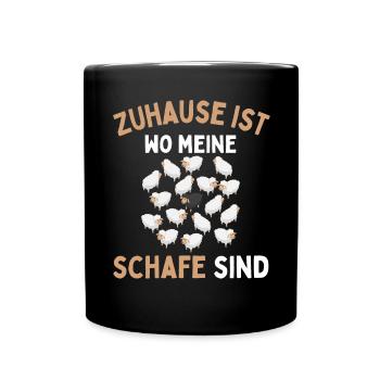Home is where my sheep are! Sheep Shepherd - Full Colour Mug - black - Front