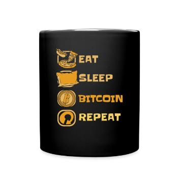 Eat Sleep Bitcoin Repeat Cryptocurrency Blockchain - Full Colour Mug - black - Front