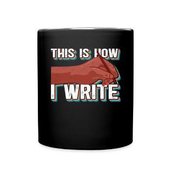 Gaucher écriture cadeau pour gaucher - Mug uni - noir - Devant