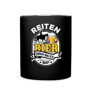 Western Reiten & Bier - darum bin ich hier - Tasse einfarbig - Schwarz - Vorne
