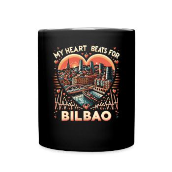 Bilbao Spain Travel Vacation I Love Bilbao Skyline - Full Colour Mug - black - Front