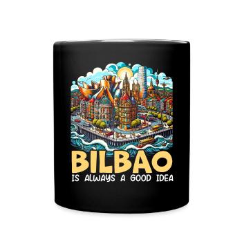 Bilbao Spain Travel Vacation I Love Bilbao Skyline - Full Colour Mug - black - Front
