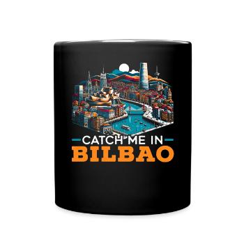 Bilbao Spain Travel Vacation I Love Bilbao Skyline - Full Colour Mug - black - Front