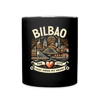 Bilbao Espagne Voyage Vacances J’aime Bilbao Skyline - Mug uni - noir - Devant
